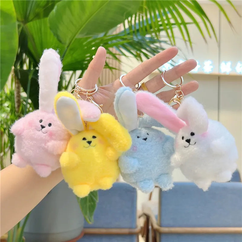 Fluffy Lop-Eared Bunny Plush Keychain
