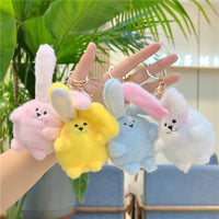 Fluffy Lop-Eared Bunny Plush Keychain