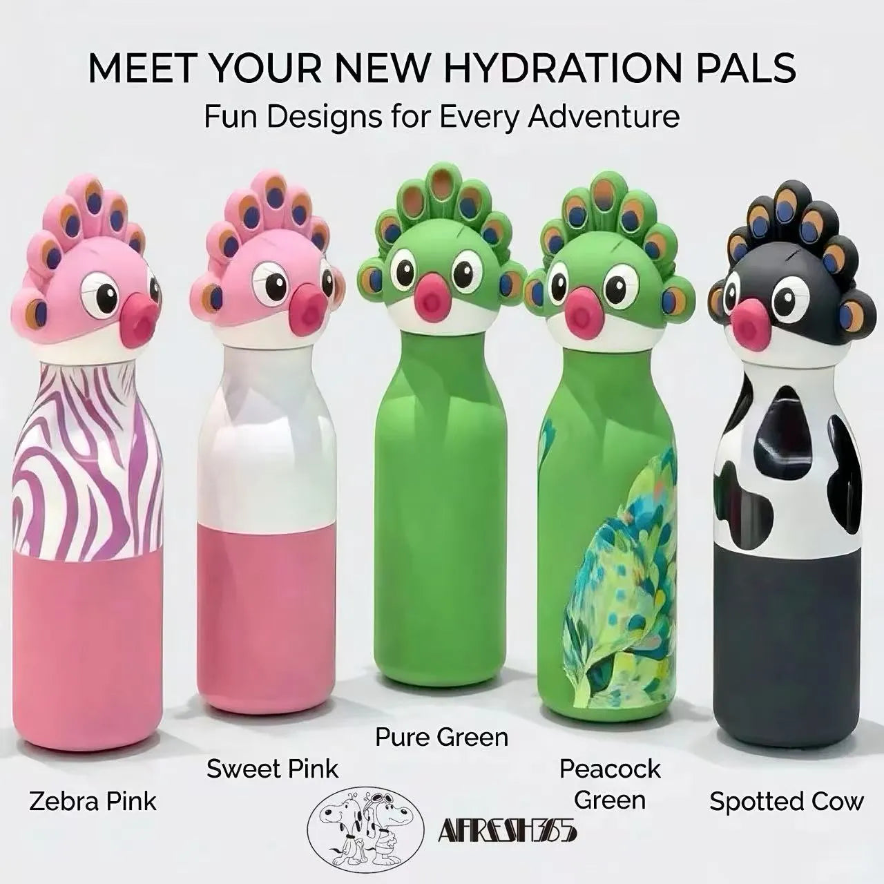 Afresh 365 3D Animal Head Double-Wall Insulated Bottle
