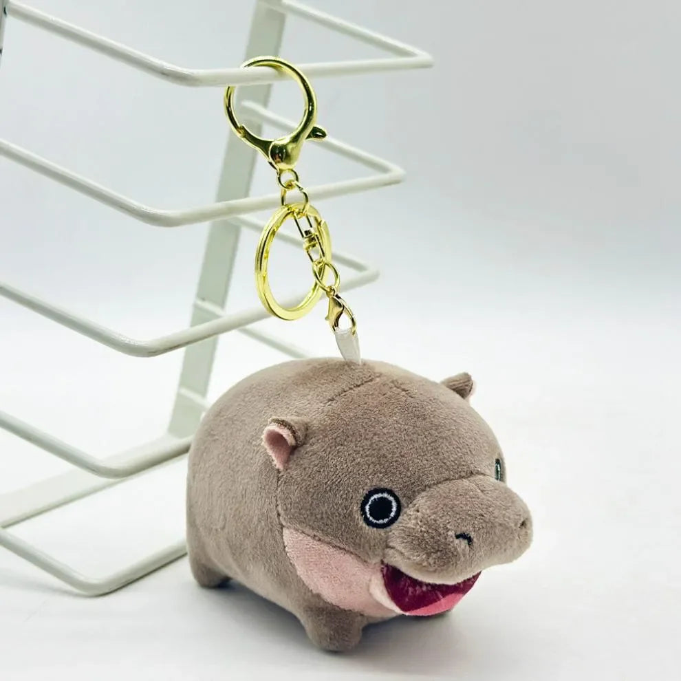 Moo Deng Pygmy Hippo Plush Keychain