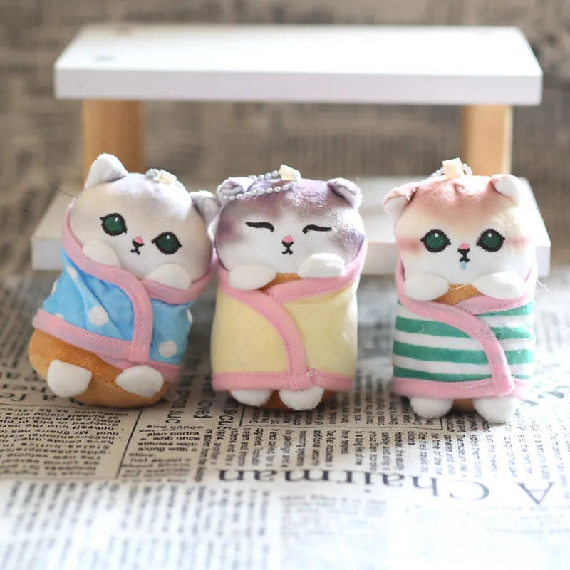 Mofusand Swaddled Kitten Plush Keychains