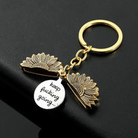 Vintage Sunflower Motivational Boost Keychain