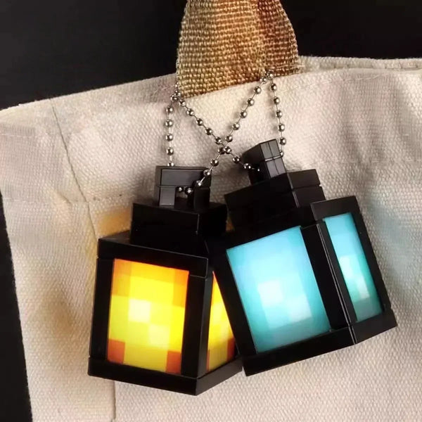 Minecraft Chain Led Minecraft Lantern LED Glowing Keychain