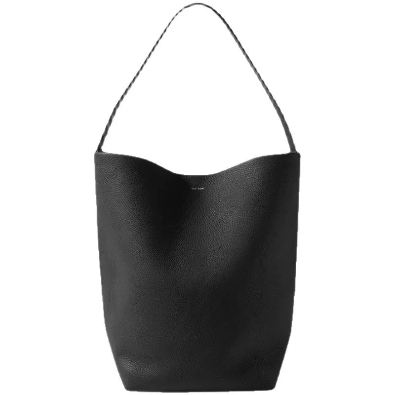 The Row Large-Capacity Pebbled Leather Bucket Bag