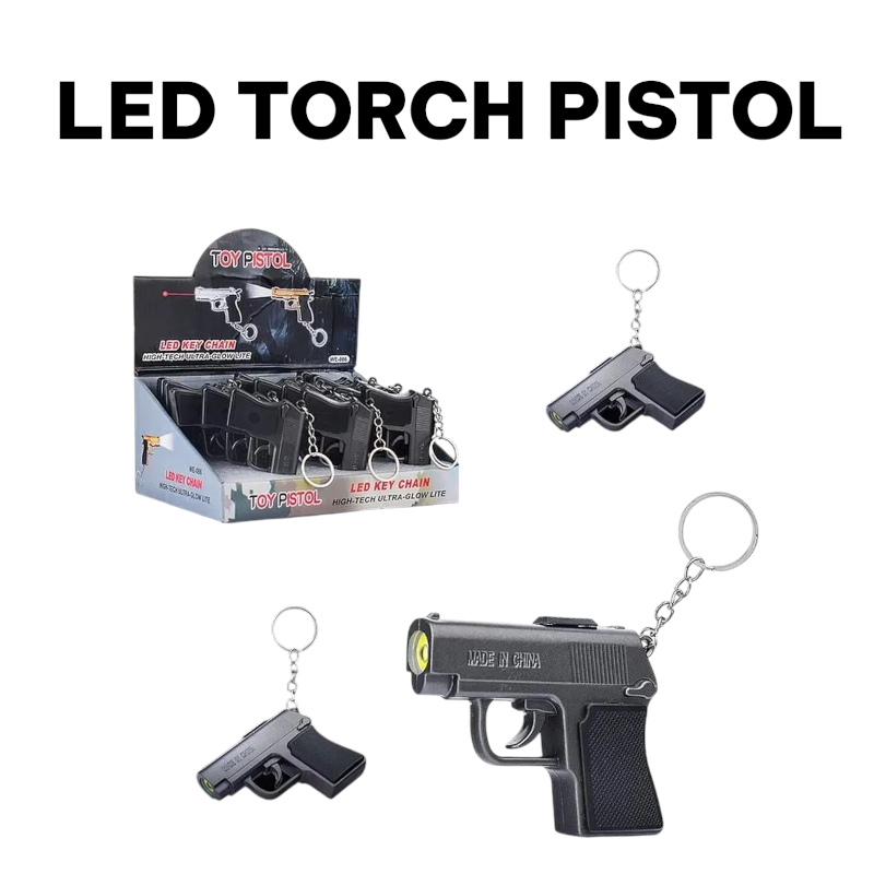 Dual Action Laser LED Pistol Keychain