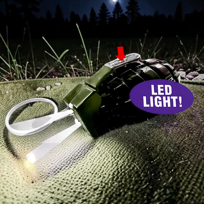 Tactical Grenade 2-in-1 LED Prank Shock Keychain