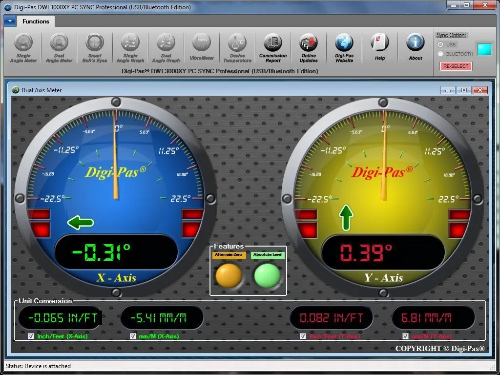 Digi-Pas DWL-3000XY-B 2-Axis Digital Machinist Precision Level & Inclinometer System