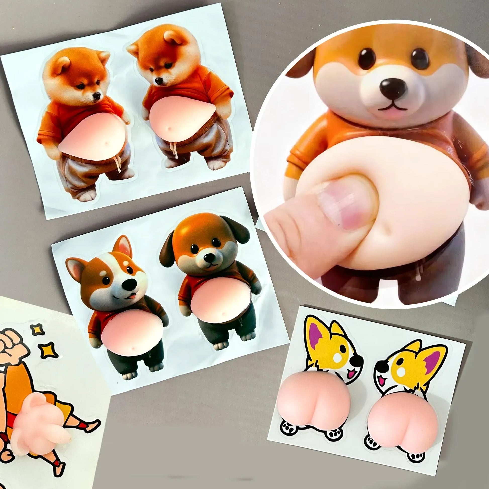 3D Chubby Puppy Belly Squishy Fidget Sticker