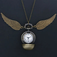 Vintage Golden Snitch Winged Pocket Watch Necklace