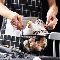Ceramic Hen Egg Basket Storage Holder