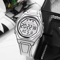 Cyberpunk Cel-Shaded Monochrome Digital Watch