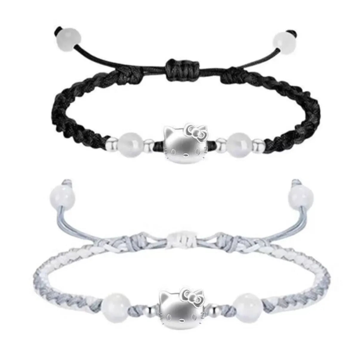 Hello Kitty Sterling Silver Braided Charm Bracelet