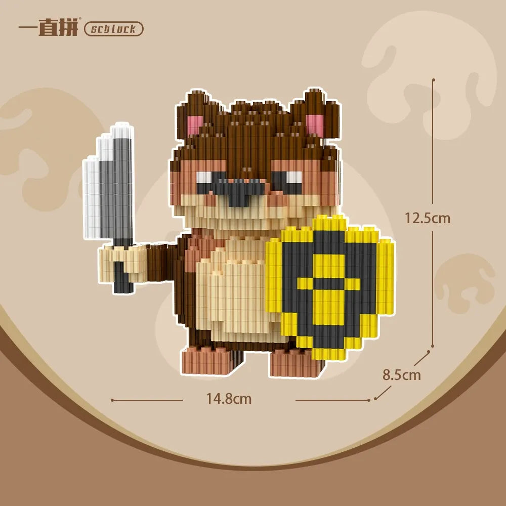 Warrior Bear & Gugu Gaga Penguin Micro Blocks (900+Pcs)
