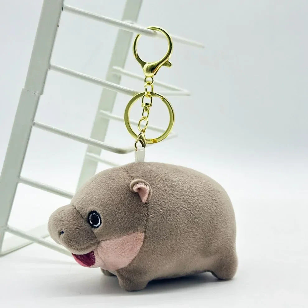 Moo Deng Pygmy Hippo Plush Keychain