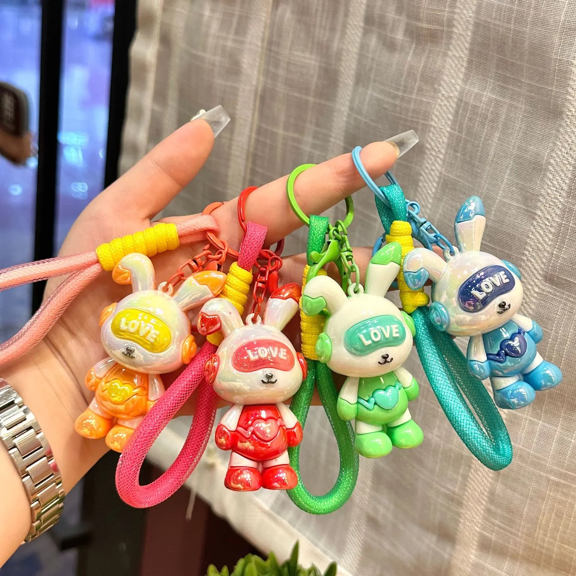 Bunny Love-Bot Gradient Keychain