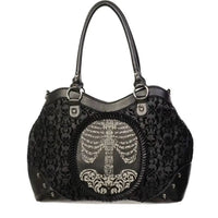 Nocturne Flocked Ribcage Skeleton Handbag