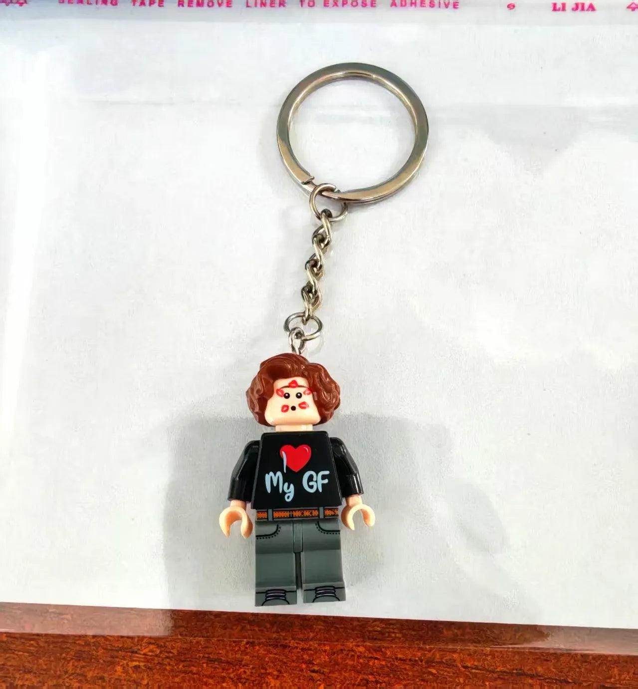 Interlocking Building Block Miniature Couple Keychain