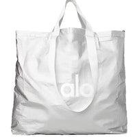 Alo Yoga Silver Textured Shopping Tote