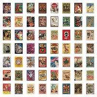 Vintage Americana & Retro European Mini Poster Pack (60 Pcs)