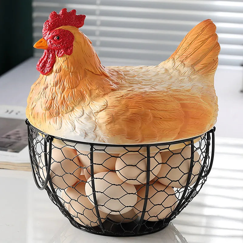 Ceramic Hen Egg Basket Storage Holder