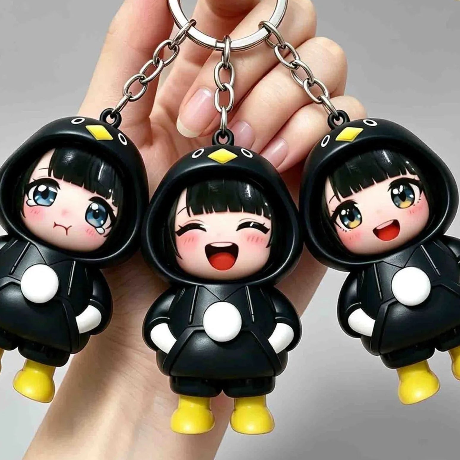 Gugu Gaga Face-Changing Penguin Hooded Keychain