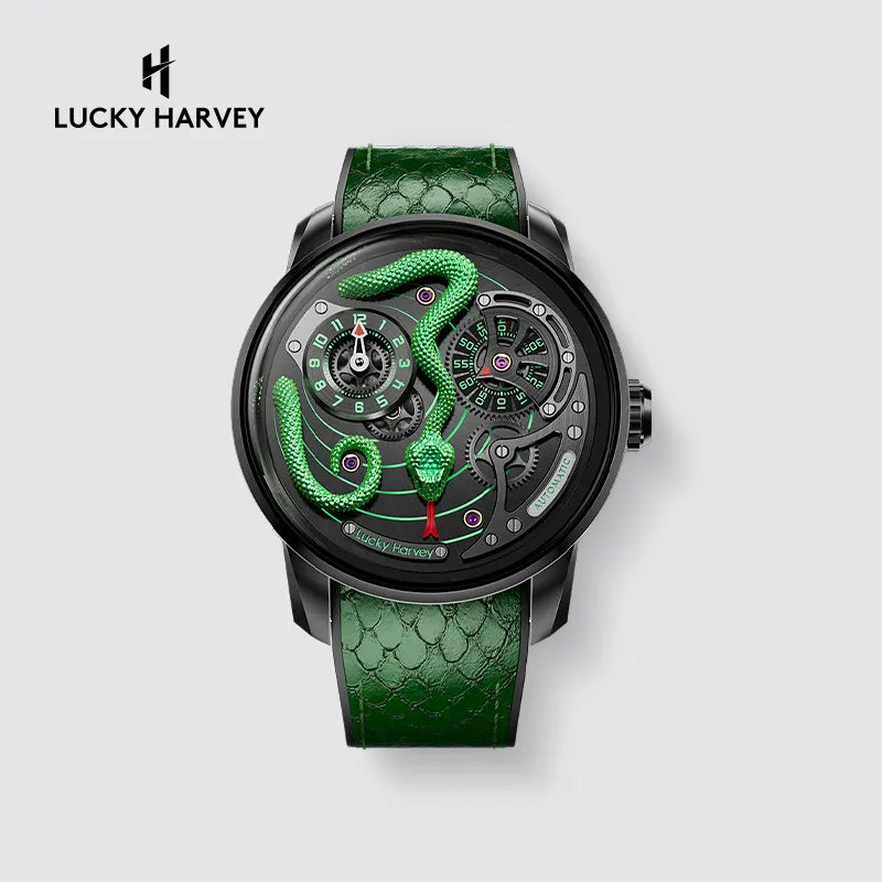Lucky Harvey Master Series Kinetic Green Snake Automatic Mechanical Watch