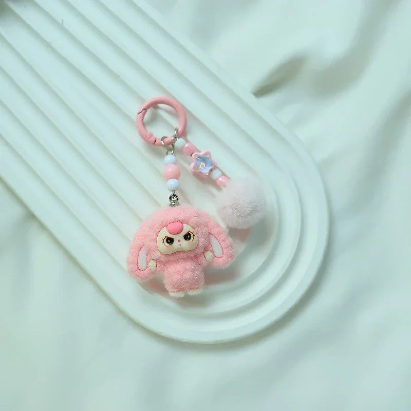 Baby Three Floppy Ears Flocked Keychain