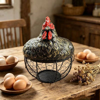 Ceramic Hen Egg Basket Storage Holder