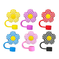 Plaid Floral Silicone Straw Topper