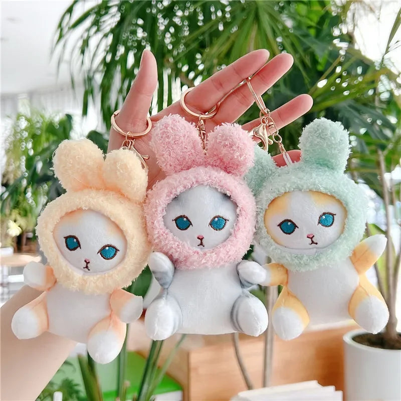 Mofusand Fuzzy Bunny Plush Keychain