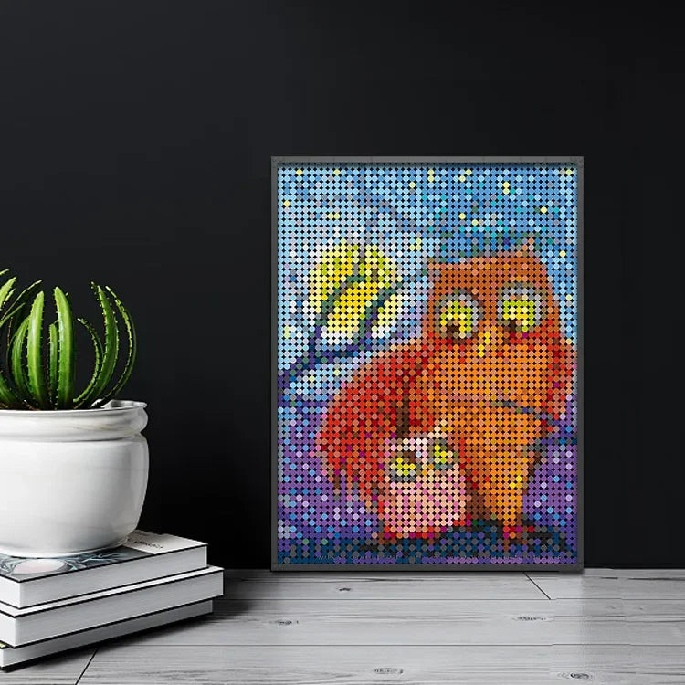 Owl Block Graphics Owl Mosaic Pixel Art Building Blocks (3072 Pcs)