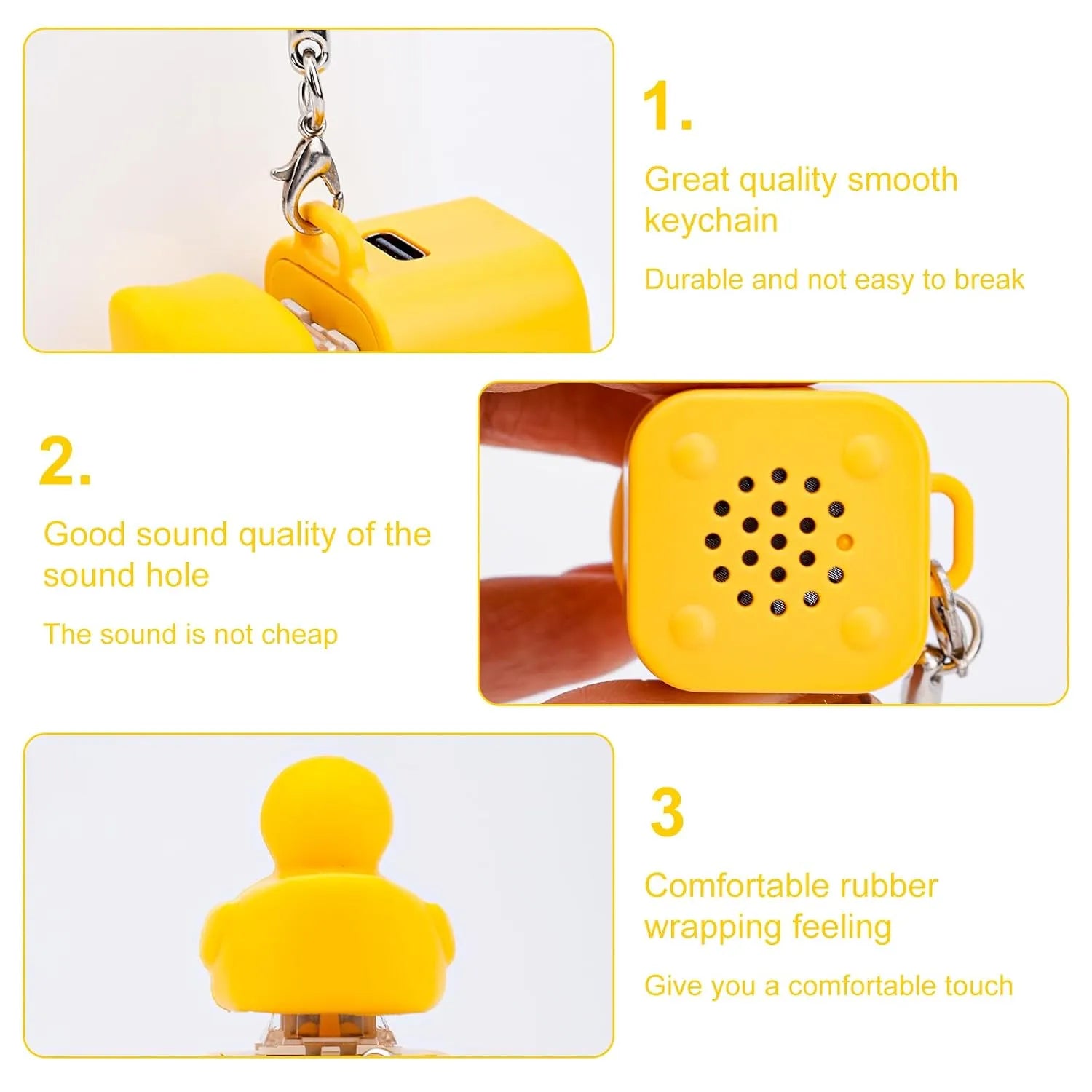 Yellow Quacking Duck Interactive Fidget Keychain