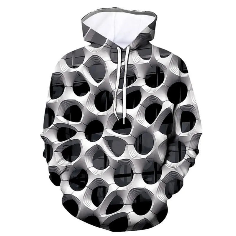 Cyber-Brutalist 3D Invisible Effect Honeycomb Hoodie