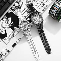Cyberpunk Cel-Shaded Monochrome Digital Watch
