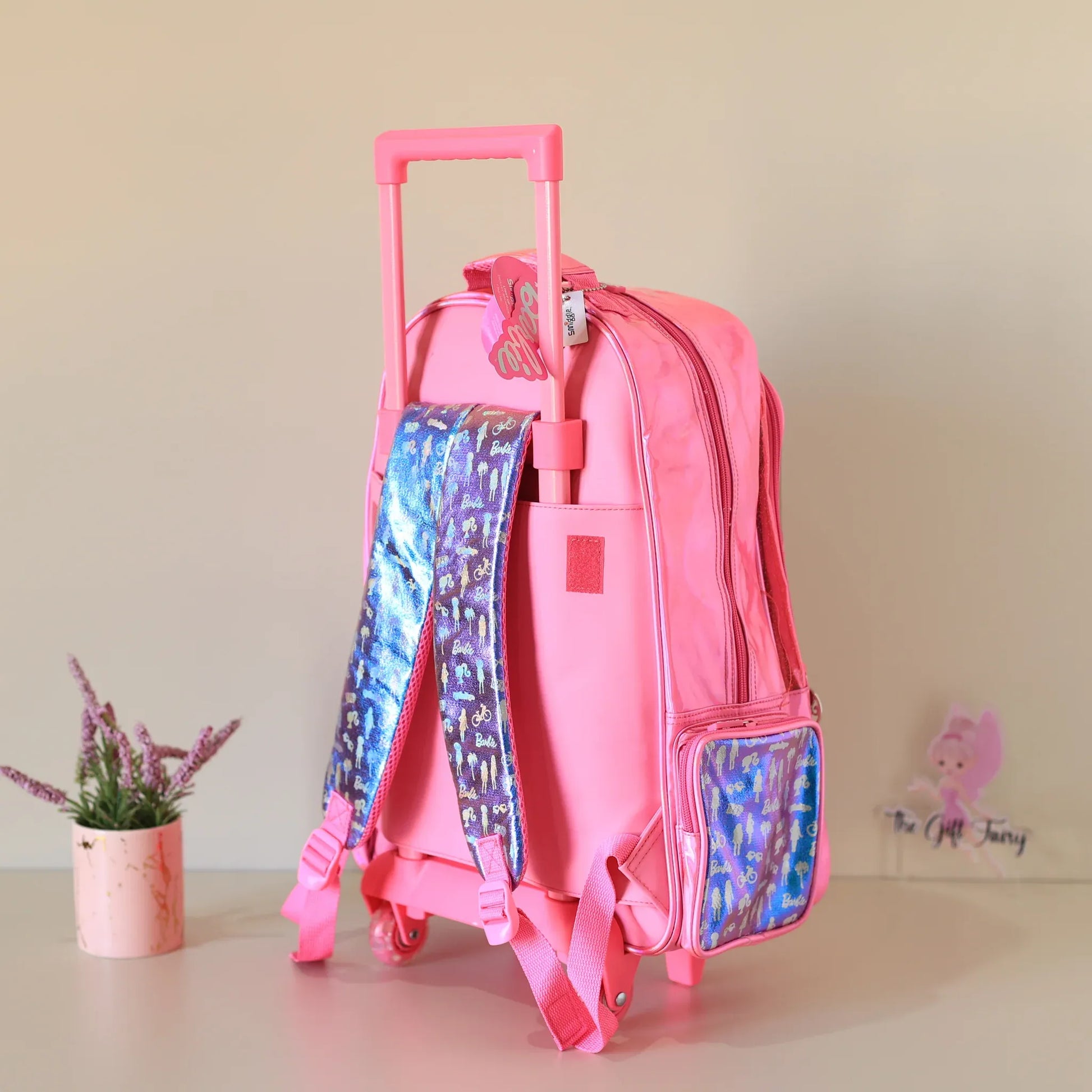 SMGL Barbie Pink Wheeled Trolley Backpack