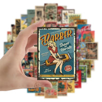 Vintage Americana & Retro European Mini Poster Pack (60 Pcs)