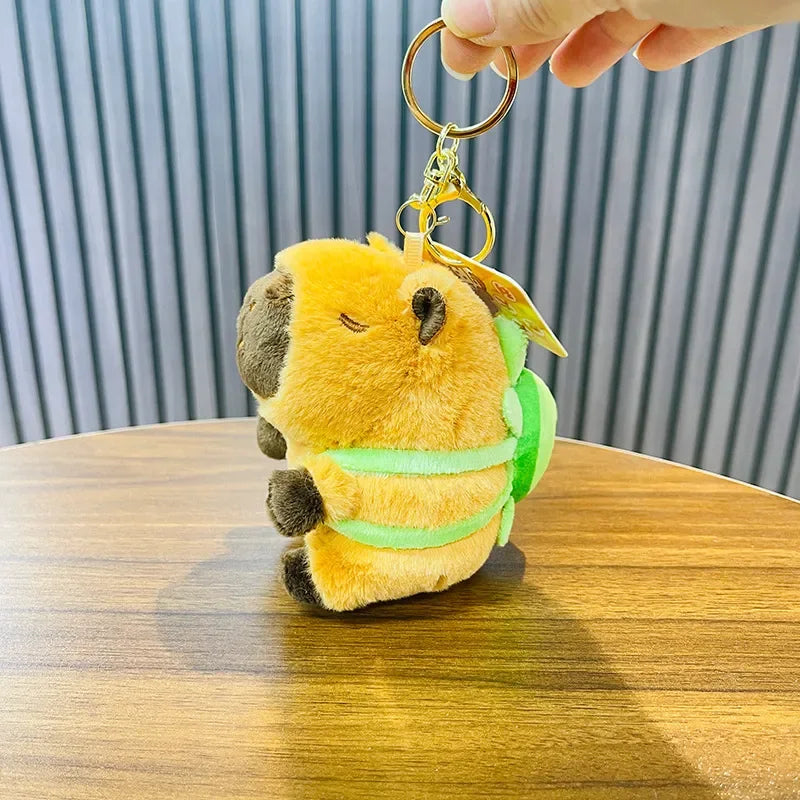 Capy Turtle Backpack Plush Keychain