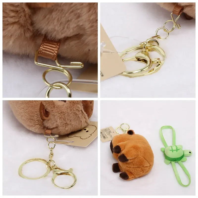 Capy Turtle Backpack Plush Keychain