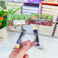 Minecraft Brownstone Torch & Blue Ore Keychain