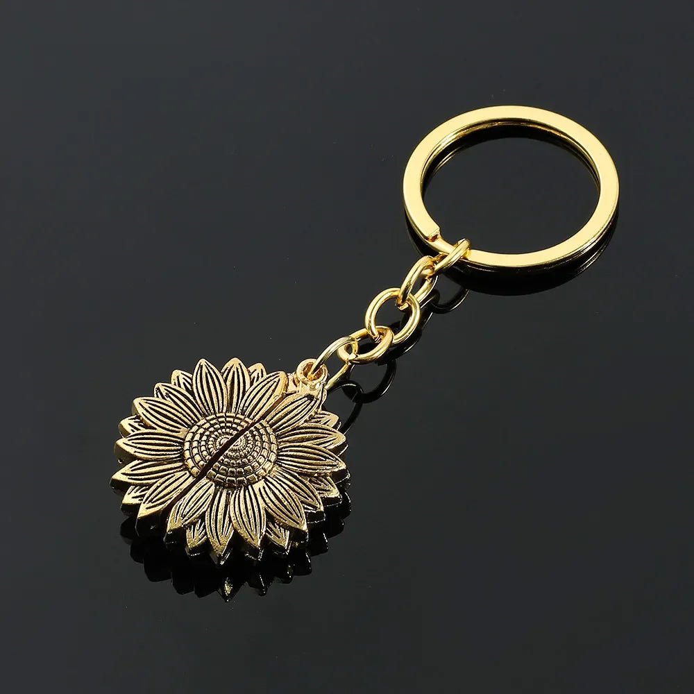 Vintage Sunflower Motivational Boost Keychain