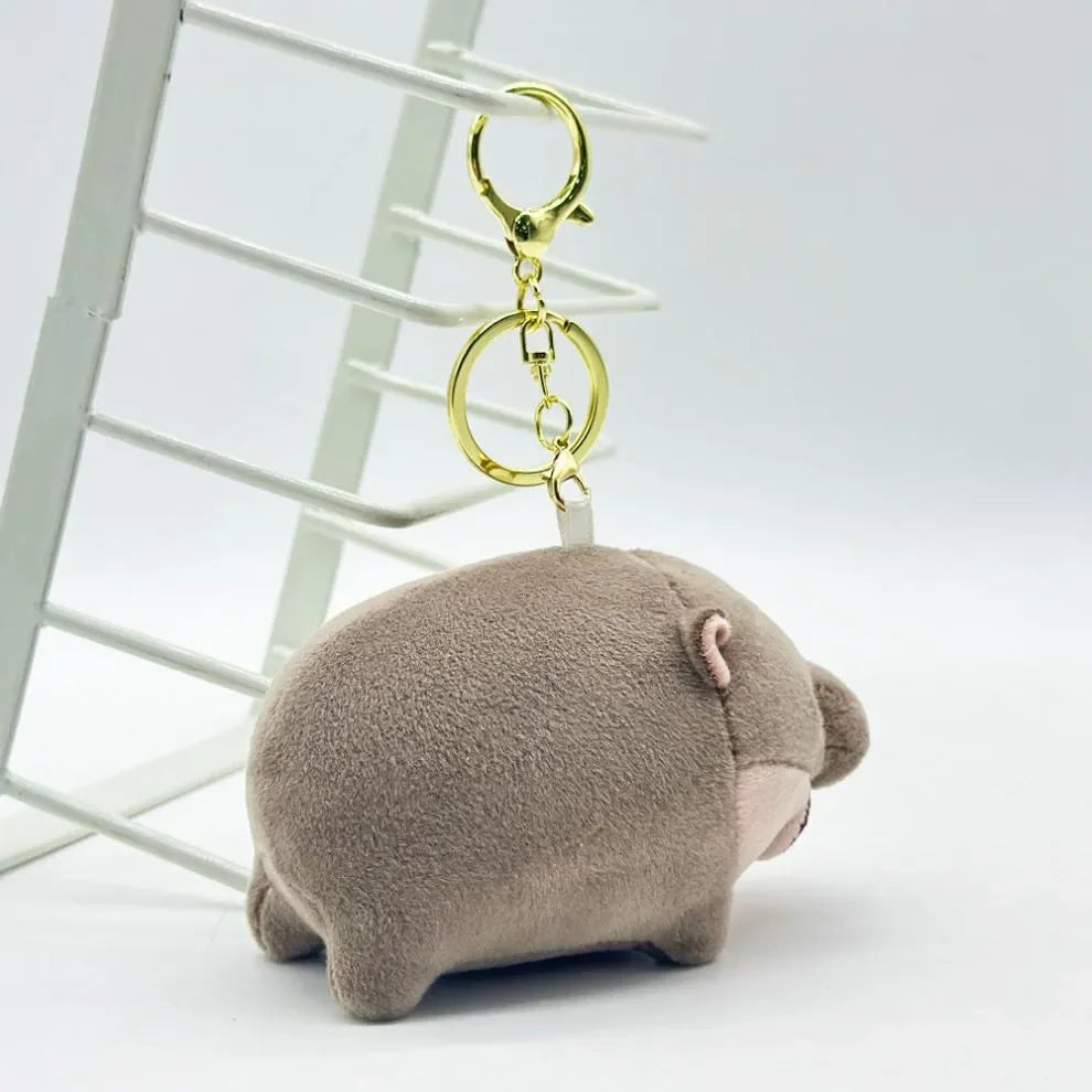 Moo Deng Pygmy Hippo Plush Keychain