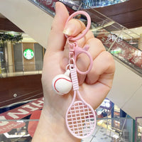 Grand Slam Pastel Tennis Racket & Ball 3D Keychain