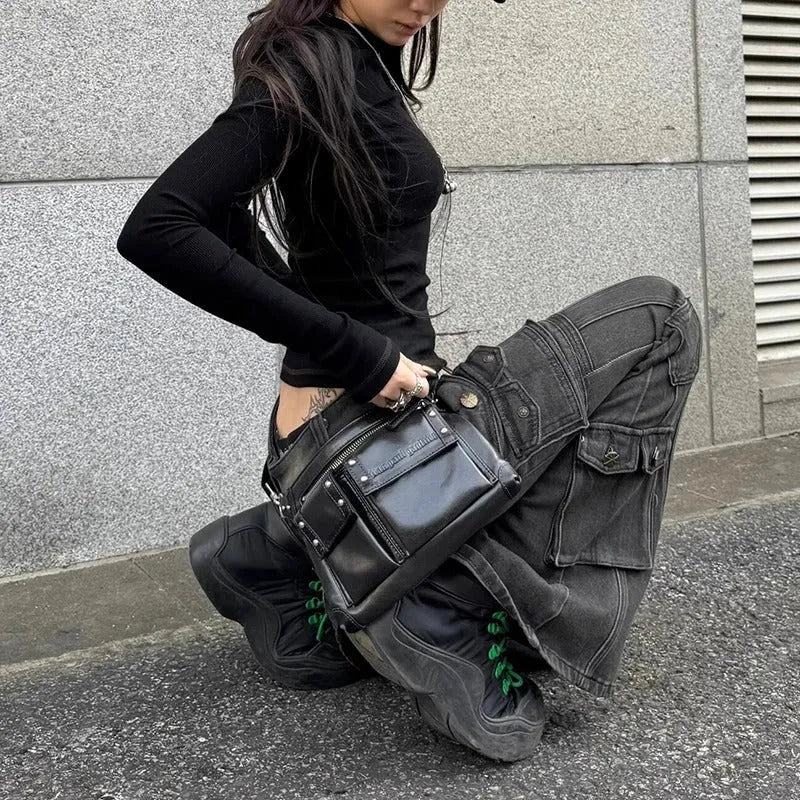 Y2K Cyber-Flare Multi-Pocket Jeans