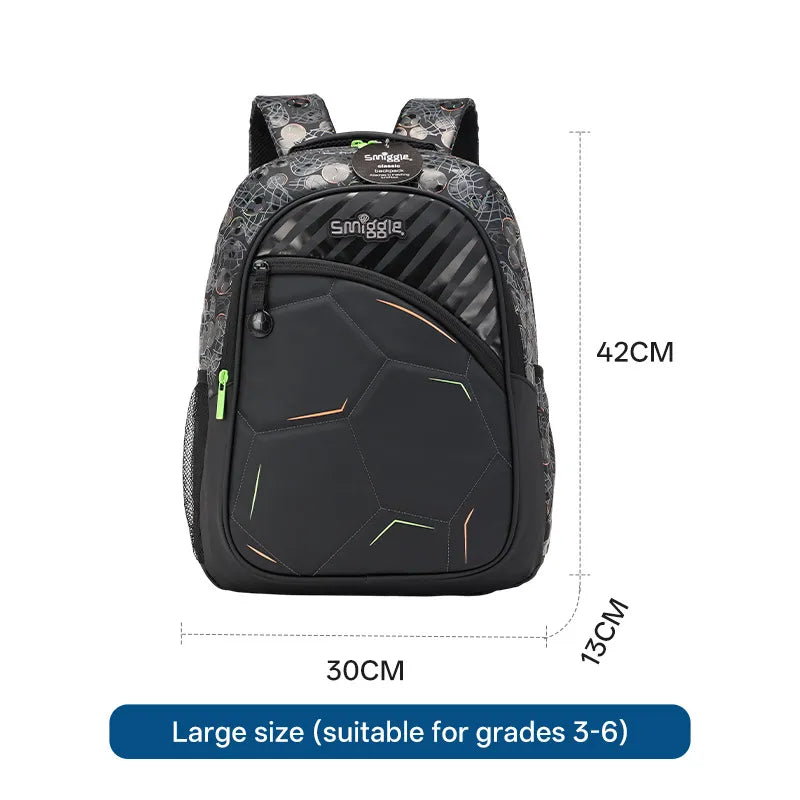 SMGL Embossed Football Black School Backpack