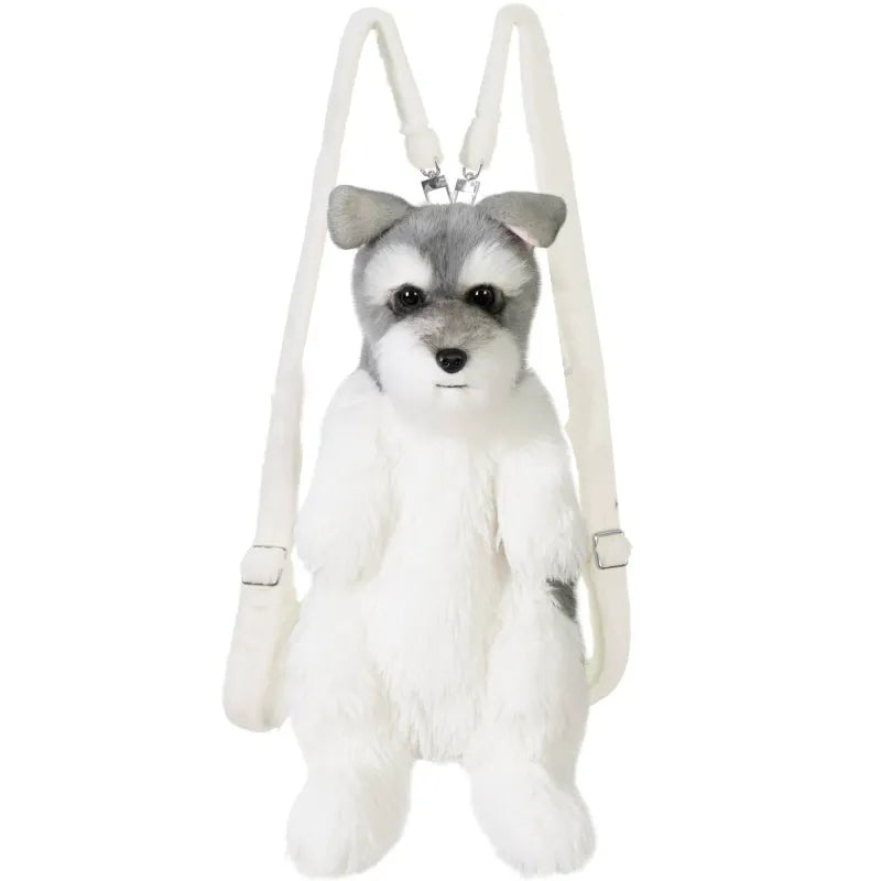 Bear Hugs Realistic Schnauzer Dog Plush Backpack