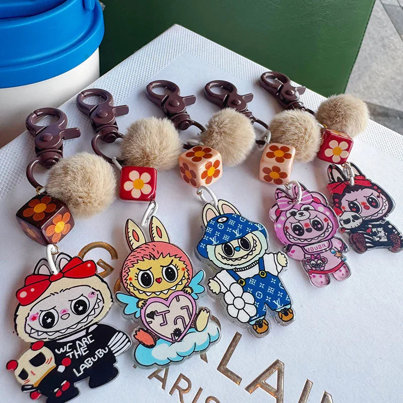 Labubu Glint Pom Pom Keychain