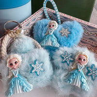 Fluffy Elsa Plush Charm Keychain