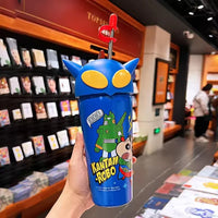 Shinichan Kasukabe 3D Head Insulated Straw Cup (600 ml)