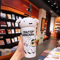 Shinichan Kasukabe 3D Head Insulated Straw Cup (600 ml)