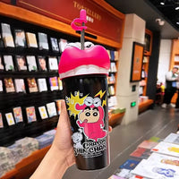 Shinichan Kasukabe 3D Head Insulated Straw Cup (600 ml)